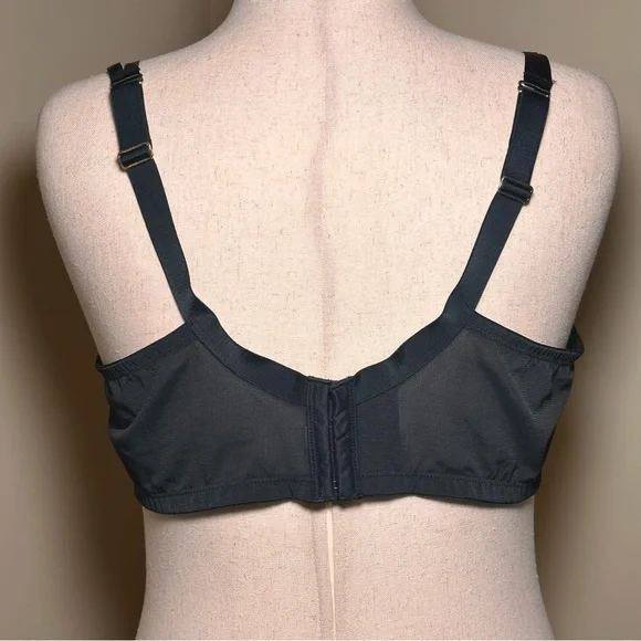 Cacique Unlined Balconette Bra 46C Black & Gold Lace Underwire - Picture 4 of 9